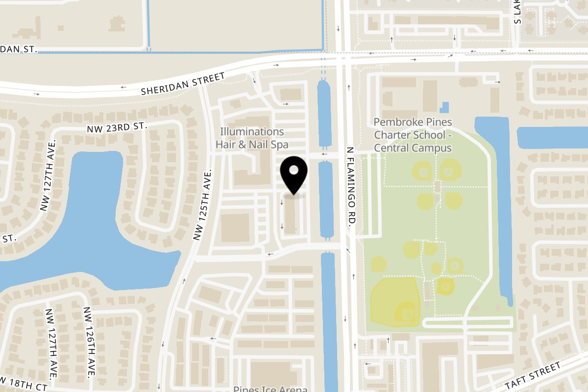 Map showing the location of BAITONG Thai & Sushi Bar Restaurant on 2026 N Flamingo Rd in Pembroke Pines